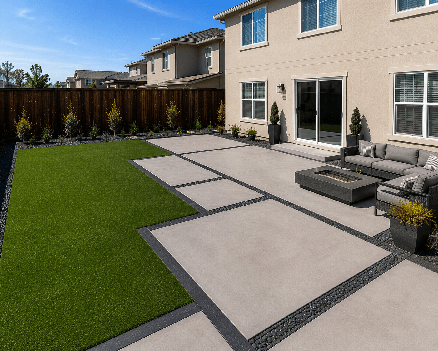 Modern Front Yard Landscape Sacramento